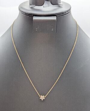 Vintage Marked FAS 925 Sterling Vermeil CZ Star Pendant Chain 18" Necklace